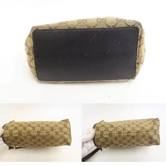 Gucci GG Web Canvas and Leather Tote Brown (GGXX089) - Picture 4 of 13